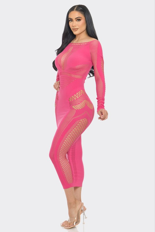 Posh Lace Dress in Pink