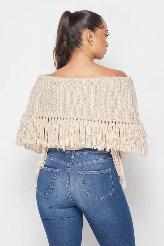 Almond Fringe Sweater - BlazeNYC