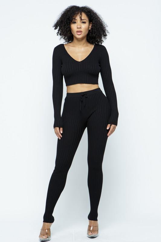 Sade Knit Set in Black - BlazeNYC