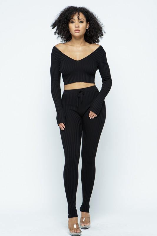 Sade Knit Set in Black - BlazeNYC