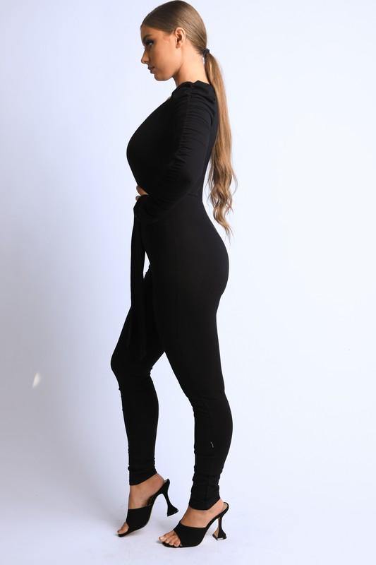 Simply Ruched Jumpsuit in Black - BlazeNYC