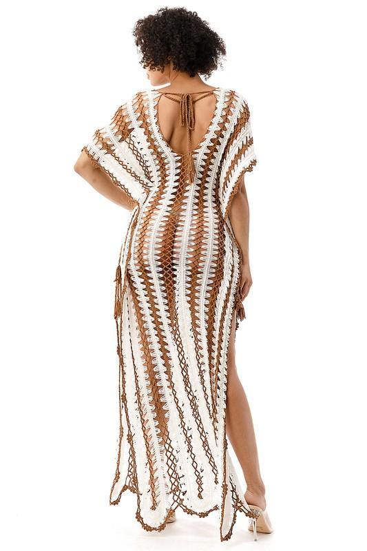 Crochet Cover Up Dress in White - BlazeNYC