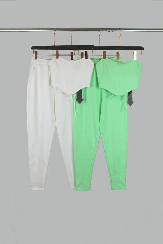 Bustier Jogger Set in Lime - BlazeNYC