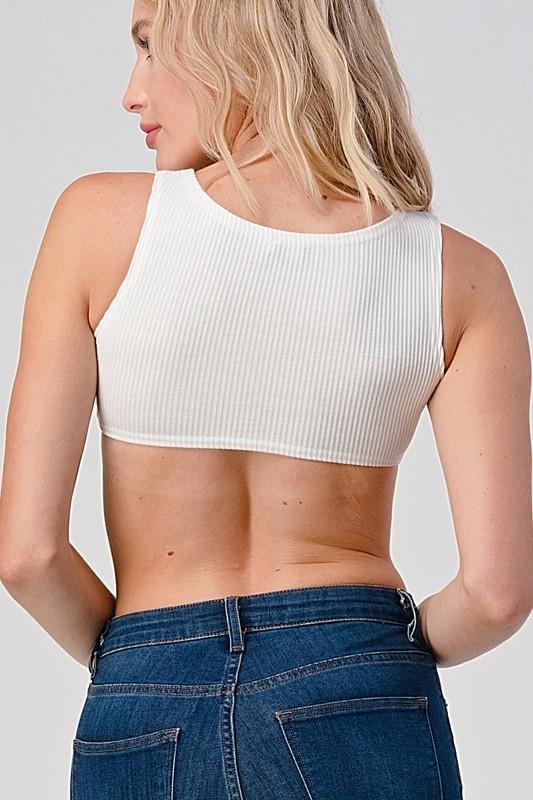 Cupped Crop Top in White - BlazeNYC