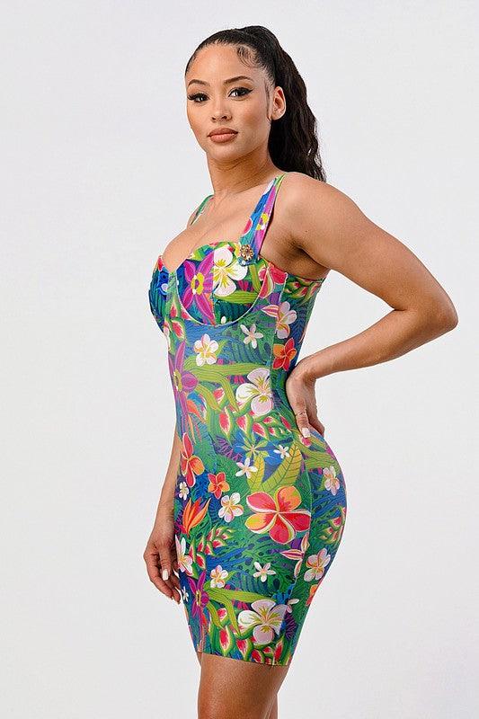 Spring Floral Bandage Dress - BlazeNYC